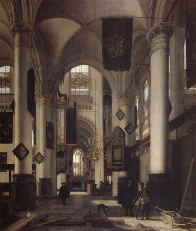 REMBRANDT Harmenszoon van Rijn Interior of a Protestant  Gothic Church with Architectural Elements of the Oude Kerk and Nieuwe Kerk in Amsterdam china oil painting image